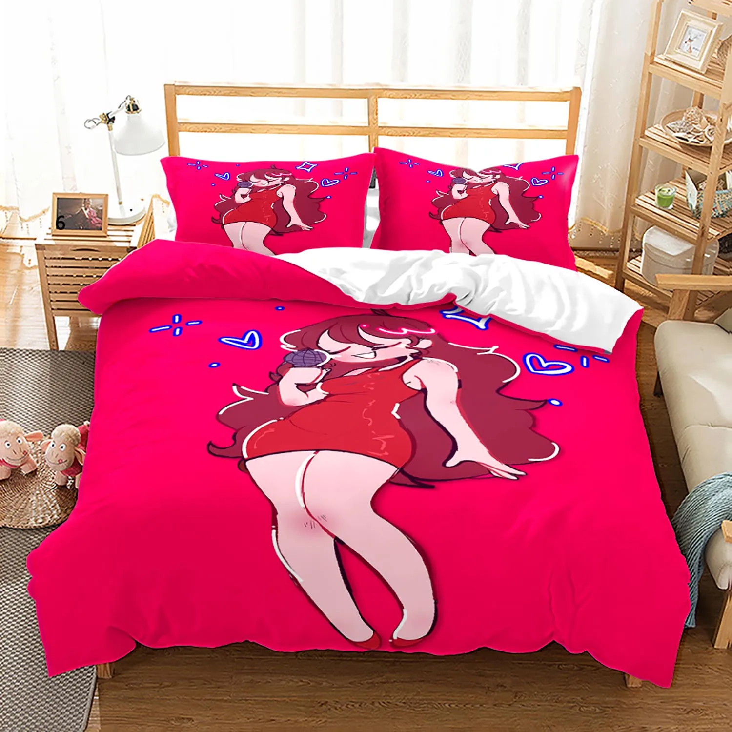 Friday Night Funkin Bedding Set Single Twin Full Queen King Size Friday Night Funkin Bed Set Children Kid Kawaii Duvetcover 002