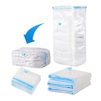 

Vacuum Bag For Clothes Storage Bag With Valve Transparent Border Foldable Compressed Organizers Space Saving Seal Packet.