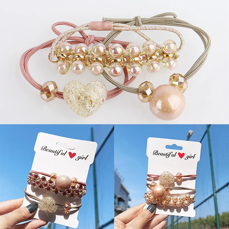 

Bracelet Dual-use Crystal Pearl Hair Ring Combination Set Cute Simple Hair Rope