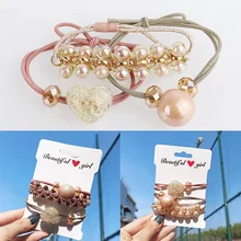 Bracelet à double usage pour cheveux, ensemble de bagues pour cheveux en perles de cristal, Simple et mignon 