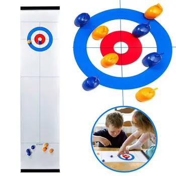 

Foldable Table Mini Curling Ball Desktop Curling Game Compact Curling Family Games