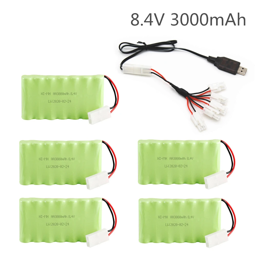 

Ni-mh 8,4 v 3000mah батарея с USB зарядным устройством для Rc игрушки автомобиль Танк Поезд Робот Лодка пистолет AA 8,4 v аккумуляторная батарея