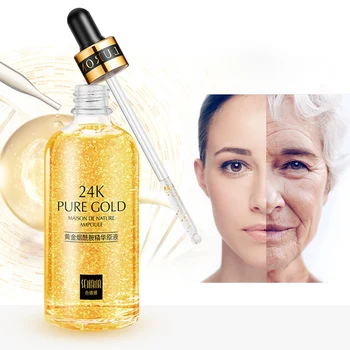 

24K Gold Hyaloronic acid serum Anti Aging Wrinkles pores shrink Whitening Moisturizer Vitamin C facial Skin Care Essence