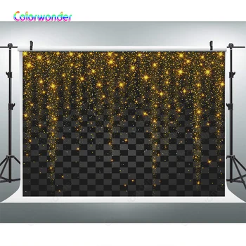 

Black And White Grid Prom Homecoming Backdrop Golden Glitter Stars Dance Wedding Birthday Party Photography Background Banner