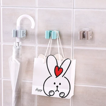 

Wall Mounted Strong Suction Hanger Clip Storage Rack 4 Colors Hole Free Mop Hooks Bathroom Traceless Broom Shelf Mop Clamp