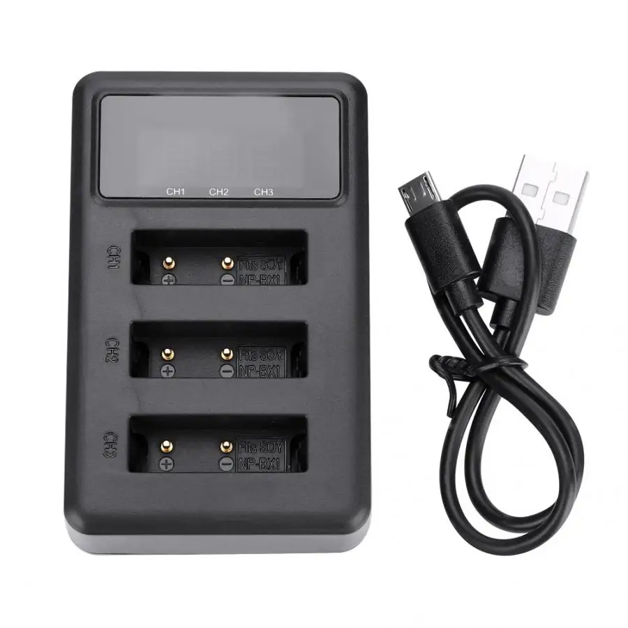 Зарядное устройство для экшн-камеры, 3 слота, зарядка через usb, черный аксессуар для sony NP-BX1