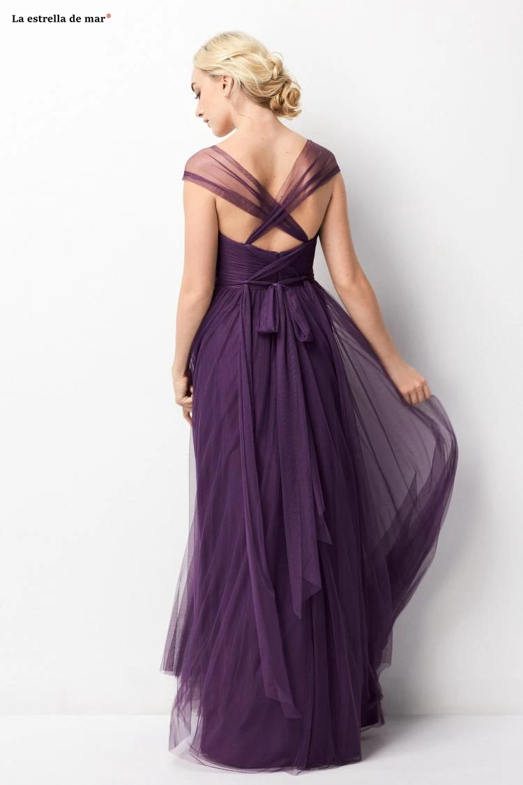 Плюс Размер Vestido de festa longo para casamento новая Тюлевая А-образная 4 стиля фиолетовые платья подружек невесты Плюс Размер свадебное платье