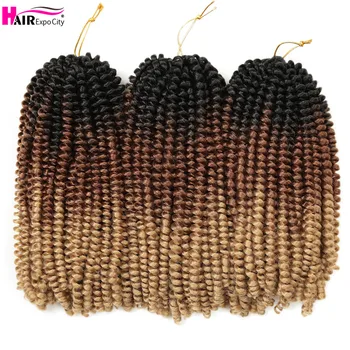 12 Inch Spring Twist Hair Afro Fluffy Synthetic Twist Braids Ombre Crochet Hair Extensions For Women Wholesale Hair Expo City 1