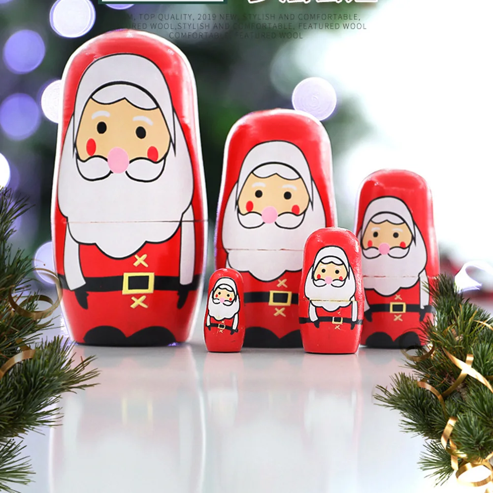 Old Man 5 шт., Детская домашняя игрушка, ручная роспись, Matryoshka, деревянная матрешка, Рождественское украшение, милый портативный праздничный подарок, вечерние, гладкие - Цвет: Old Man