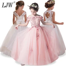 Пышные белые кружевные платья с цветочным узором для маленьких девочек на свадьбу и вечерние платья для первого причастия для девочек