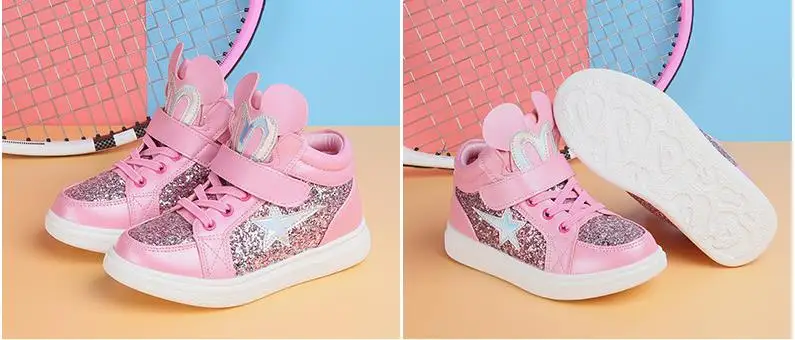 New Autumn Girls Shoes Pu Leather Ankle Boots Sequins Cartoon Warm Short Children's Shoes Flat Kids Fashion Shoes Pink Gold