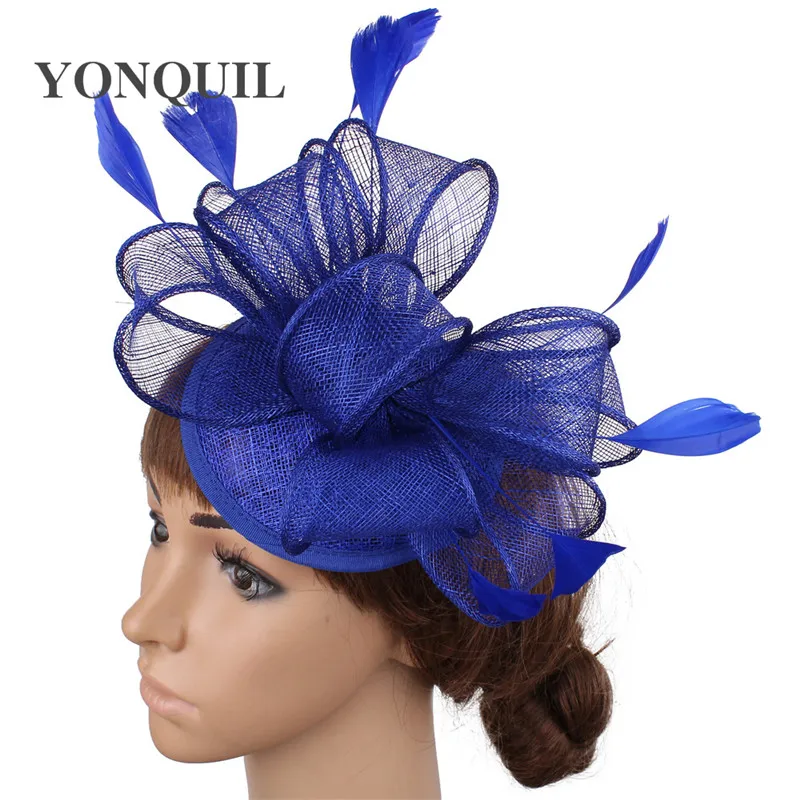 Вуалетки sinamay основа с перьями millinery sinamay петельки свадебные красные коктейльные Шляпы перо tocados sombreros bodas 17 цветов