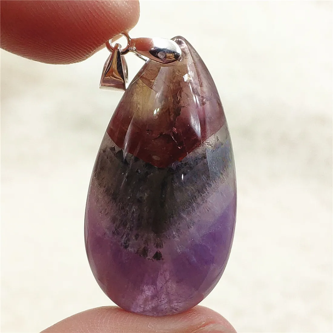 Genuine Natural Cacoxenite Auralite 23 Purple Red Pendant Water Drop Rutilated Bead Women Men AAAAAA