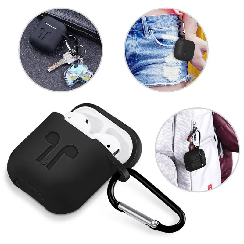 6 IN-1 Cases Lanyard Carabiner Protective Case For AirPods Headphone Silicone Cover For Air Pods 2 Case Accessories Storage Box