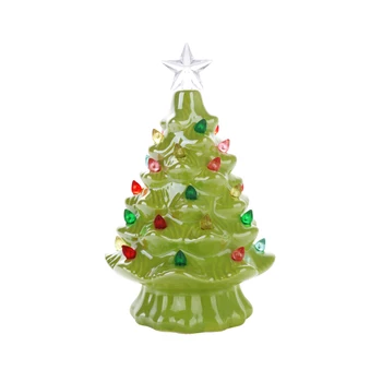 

Mini Christmas Tree Light Ornaments Ceramic Xmas Tree Tabletop Decor Office Festival Party DIY Crafts Present