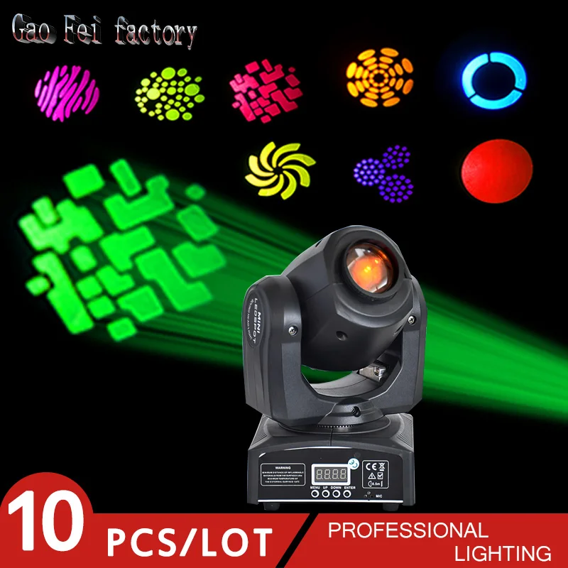 

Moving Heads DJ Lighting 10W 7 Colors 8 gobos LED Spot Lighting Effect beam Lights for Disco Club Wedding Party
