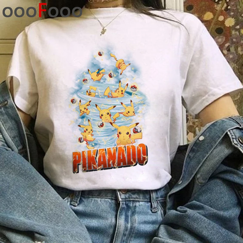 Новинка, футболка с забавным рисунком Покемон го Харадзюку, женская футболка Ullzang Pikachu Kawaii, милая футболка с аниме, 90 s, Графический Топ, футболки для женщин - Цвет: H4202