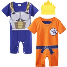 Для маленьких мальчиков комбинезон Dragon Ball Z костюм Вегета ГОКу Младенческая костюм из 2 предметов боди с шляпу милый комплект комбинезон Супер Saiyan комбенизон дракон младенец