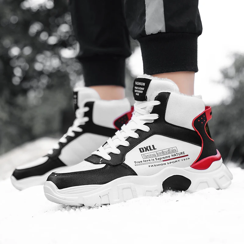 

2019 autumn and winter high-top sports shoes men's winter snow boots high to help men's shoes in the tooling boots plus velvet w