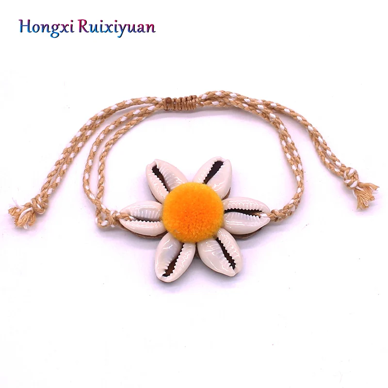 Shell bracelet bohemian style beach shell flowers bracelets for women simple handmade activity knot jewelry | Гибкие и жесткие