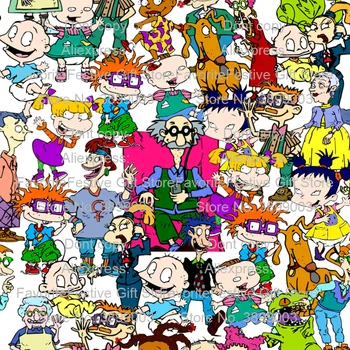 

Pretty Rugratg Gowild pattern soft rayon Cotton Knitted fabric width seamless handmade diy cloth baby kids cartoon fabric