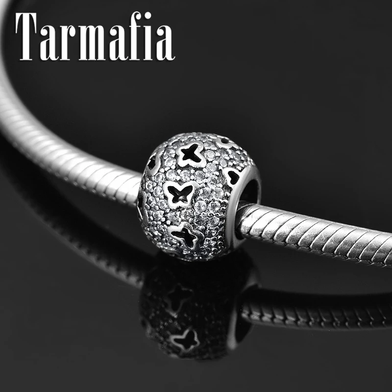 

100% Authentic 925 Sterling Silver Clear CZ Hollow Butterfly Lucky Charm Bead Fit Original Pandora Charm Bracelet Jewelry making