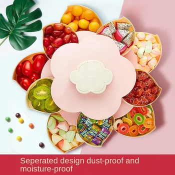 

Household Double-Layer Rotating Candy Box Creative Living Room Dried Fruit Box Snack Storage Multi-Function