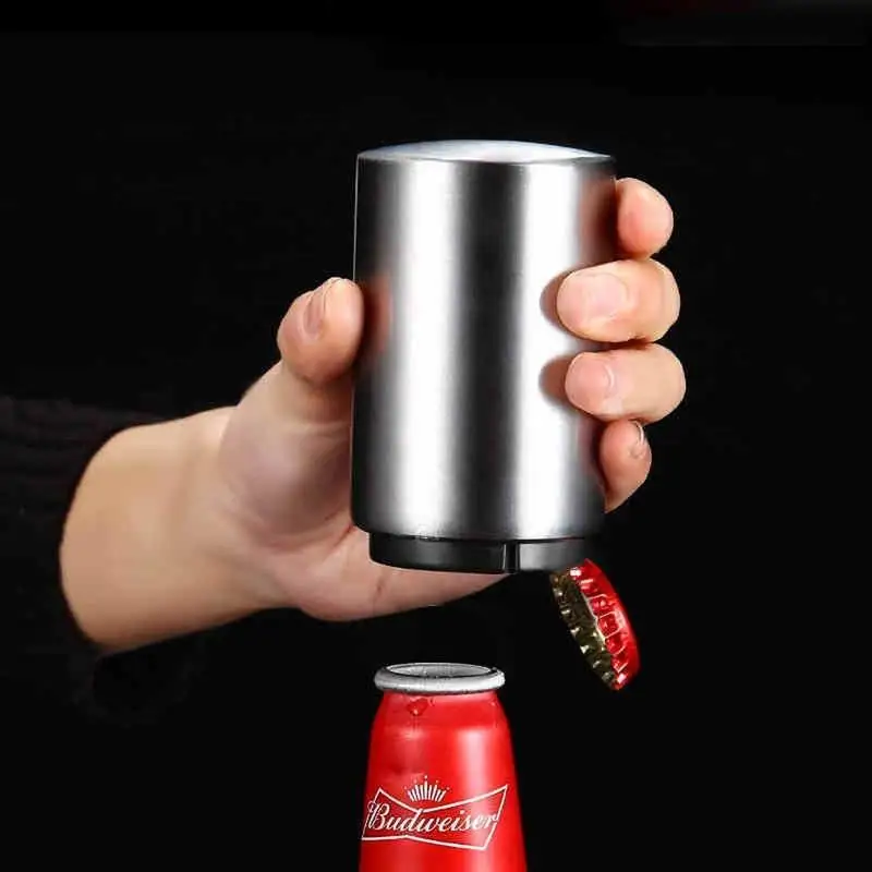 

Stainless steel automatic bottle opener bar home push-type screwdriver no trace beer bottle opener creative black