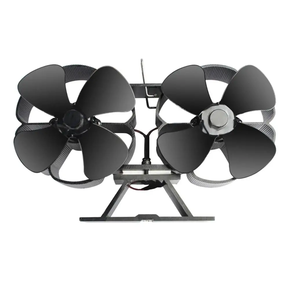 Black Fireplace Fan /8 Blades Heat Powered Stove Fan Log Wood Burner Eco Friendly Quiet Fan Home Efficient Heat Distribution