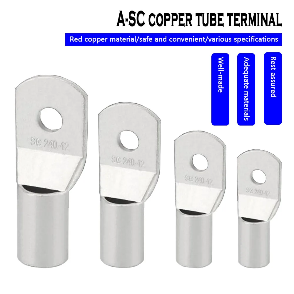 

10 PCS A-SC35 Copper Tube Terminal Thickened Copper Tube Terminal Block Peep Hole Wire Ear Copper Nose Cable End