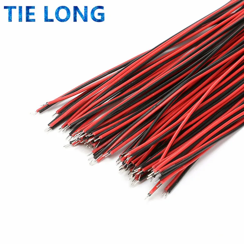 50Pcs/lot Red Black Abreast Line 26AWG 100mm 150MM length LED Line Connecting Tin Plating Wire DIY 2P Electronic Wire Welding