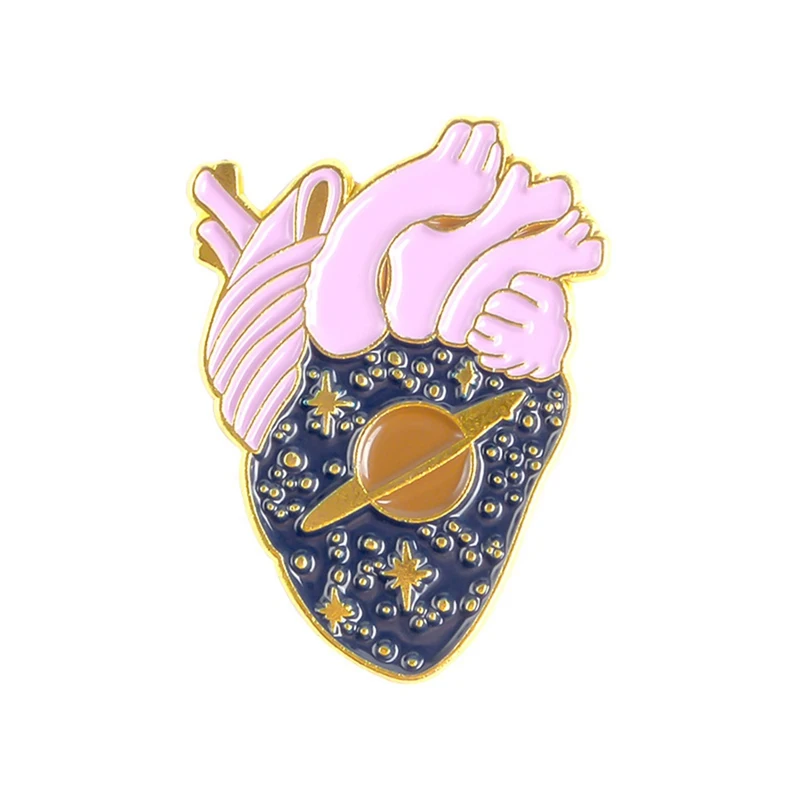 Cartoon Badge Planet Heart Brooches For Women Creative Starry Sky Enamel Pin Jewelry Denim Jackets Backpack Accessories Trinkets | Украшения