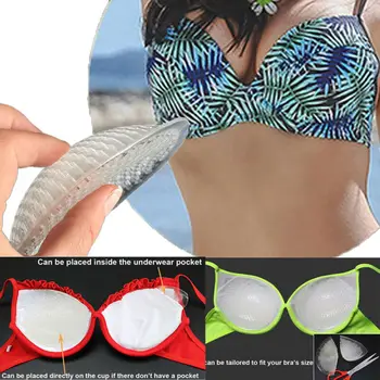 

1Pair Soft Bra Insert Breathable Traceless Artificial Transparent Push-up Silicone Bra Inserts Round Bra Pads Enhancers