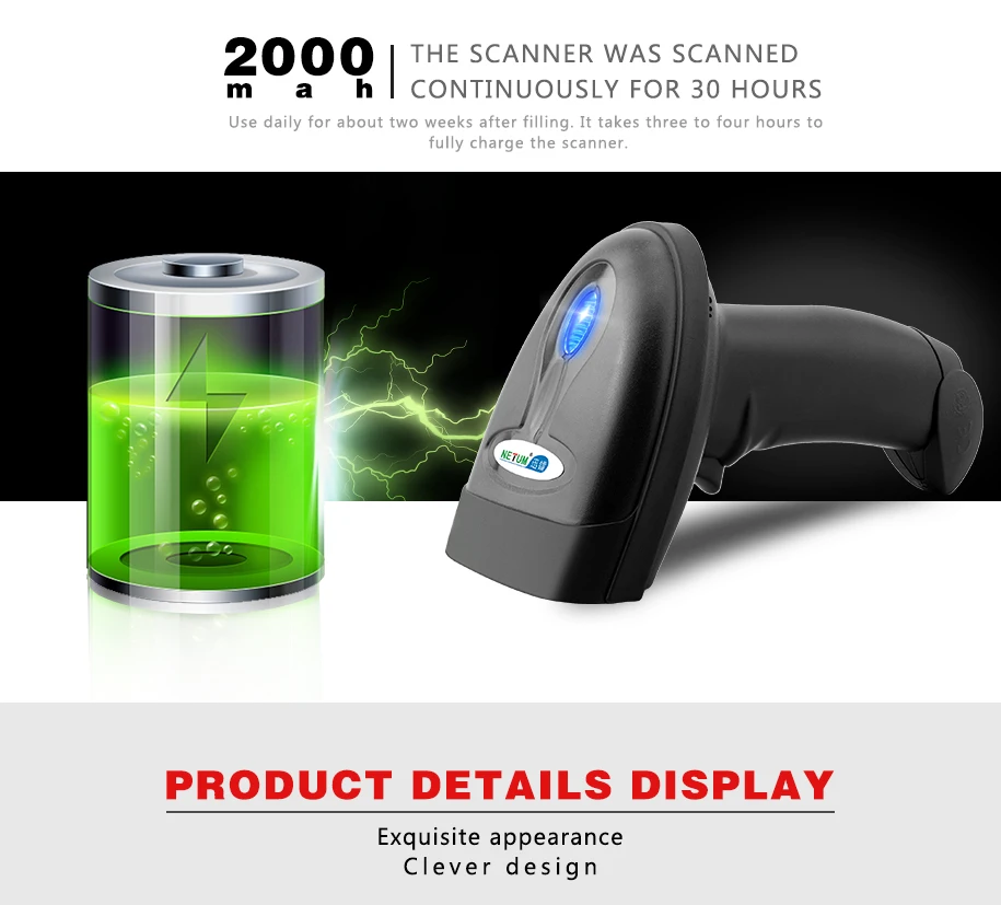 Проводной сканер штрих кода NETUM M3 CCD и ручной беспроводной считыватель M2 32 бита