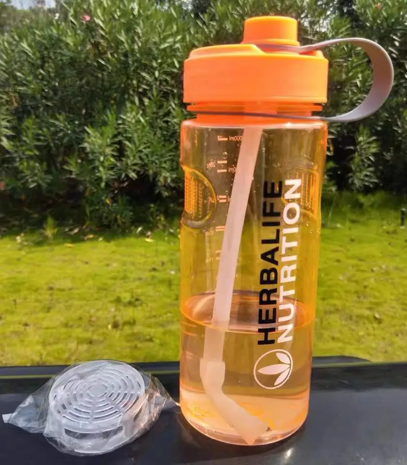 Herbalife питание 24Fit 1000 мл молочный Шейк бутылка с соломинкой внутри пространства бутылка чайник BPA бесплатно - Цвет: Orange