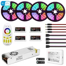 5050 RGBW RGBWW RGB Mi светильник wifi Светодиодная лента Водонепроницаемая 5 м 10 м 15 м 20 м DC 12 В светодиодный светильник 60 Светодиодный/м с радиочастотным пультом дистанционного управления