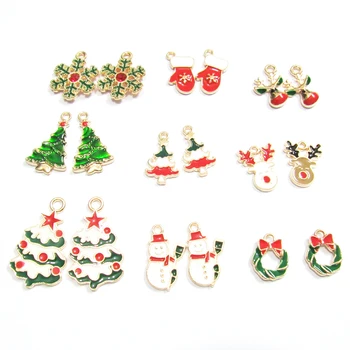 

Wholesale 30pcs/lot Small Enamel Christmas Deer/Tree/Snowman/Snowflake/Gloves Charms For Christmas DIY/Hand Made Jewelry