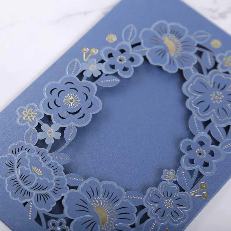  10 Pcs New Korean Style Business Hotel Laser Flower Hollow Invitations Wedding Invitation Wishes Gr - 4.00034E+12