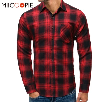 

New Plaid Shirts 2020 Men Spring Social Pocket Slim Red Chemise Longue Homme Fashion Designer Shirt For Men Work Casual Shirt