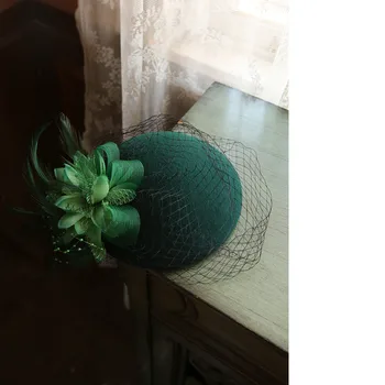 

Mingli Tengda Ma'am Gauze Small Formal Hat Wool Wedding Banquet Cap Bride Hats Fascinators Bridal Accessories Tiara Birdcage