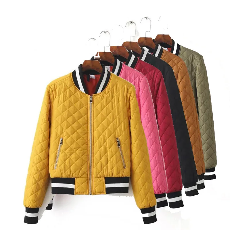 

Rhombus Cotton-padded Clothes 18 Autumn And Winter New Style Contrast Color Three Ribbed Pattern Small Quilted Baseball Small Co