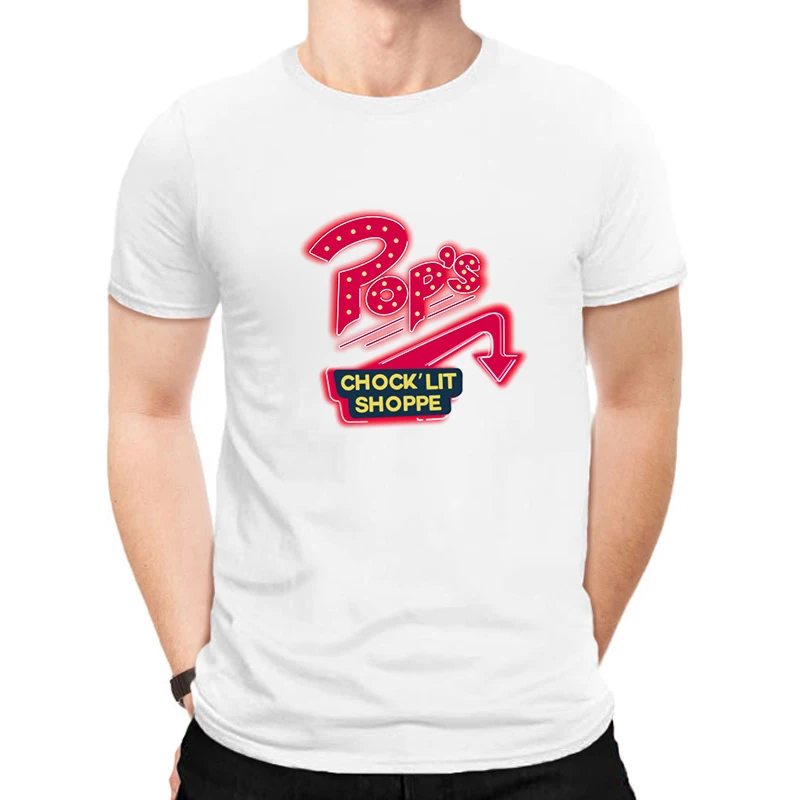 

LUSLOS Summer Mens T Shirt Short Sleeve Casual White Tshirt Streetwear Male Tee Tops Vintage Riverdale TV Tops Homme Graphic Tee