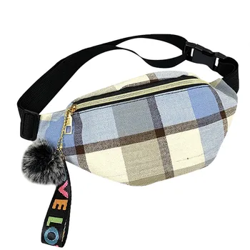 

Women Plaid Waist Bag Lovely Leather Fanny Pack Bum Belt Bag Female Messenger Bags Crossbody Bag Fashion Style Shoulder Bag