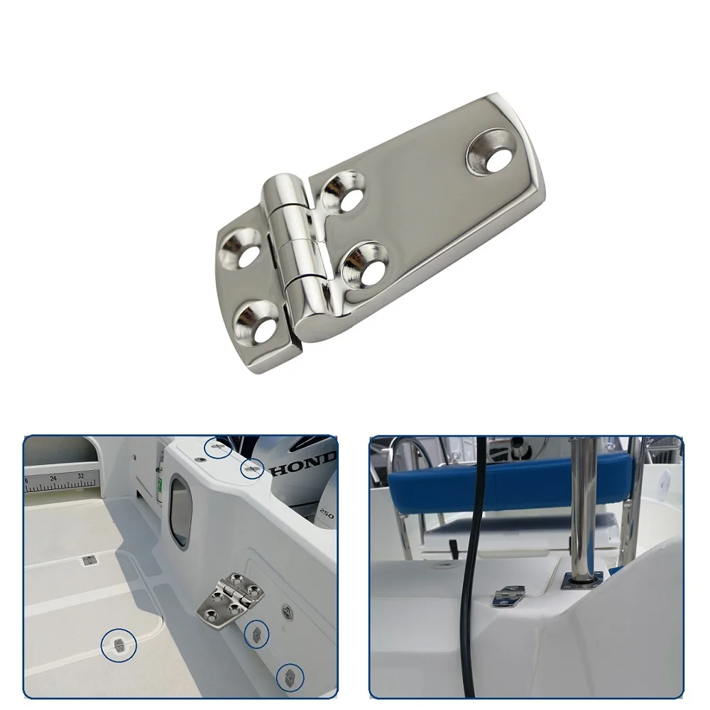 2PCS 316 Stainless Steel Boat Short Side Hinge With 5 Holes 57mm 70mm Heavy Duty Marine Short Side Hinges 6