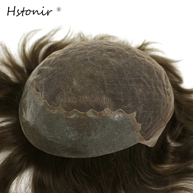 Hstonir Bella Light Density Swiss Lace Toupee Men's Wigs Hair Replacment Man Wig With Lace Front Indian Remy Hair H045