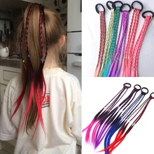 Cinta de goma elástica para el pelo para niñas, accesorios para el cabello, peluca, coleta, anillo con trenza