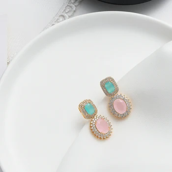 

New Arrival Elegant Luxury Drop Earrings Square & Oval Shaped AAA Cubic Zircon Copper Earrings Best gift for Mon/Lover/Friend