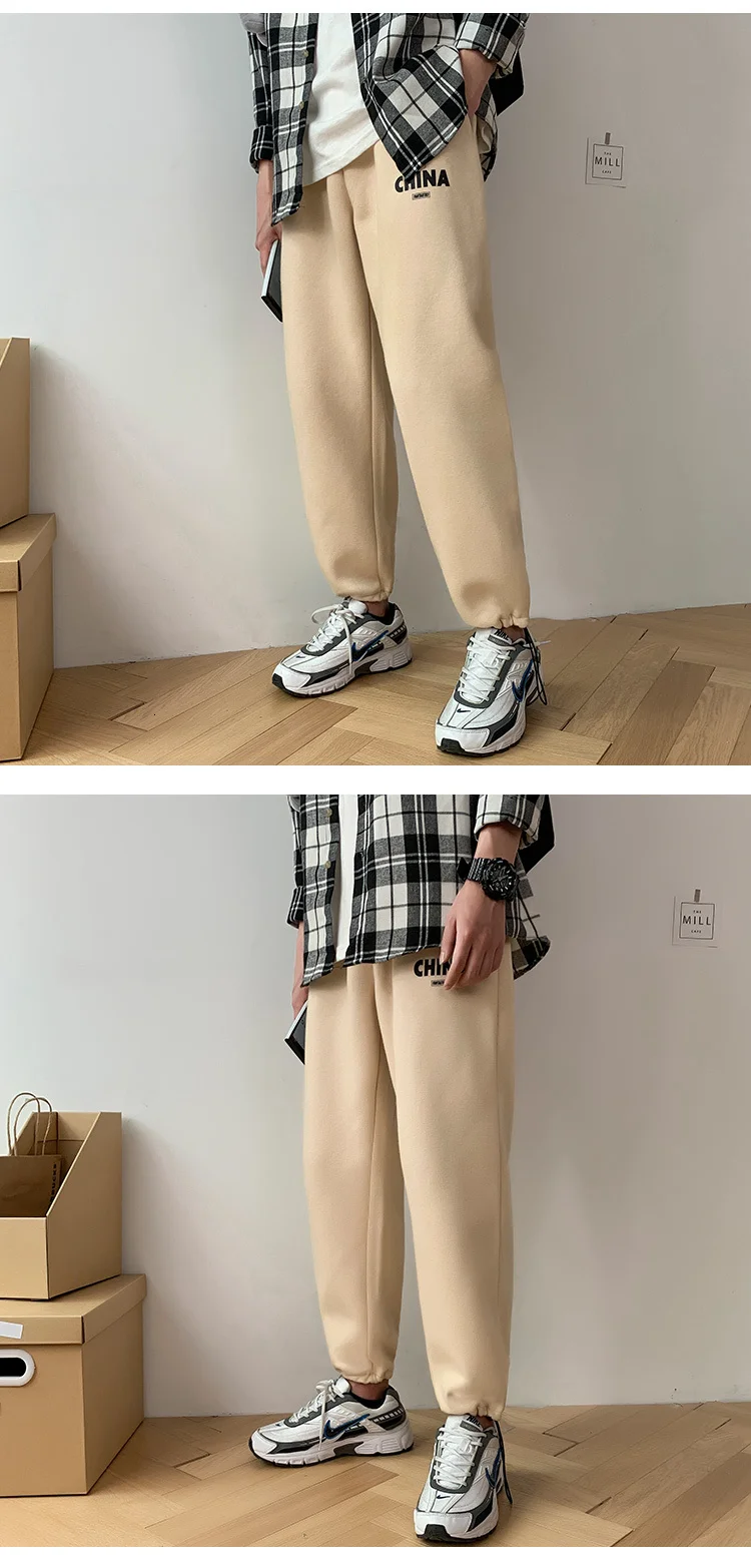 Autumn New Track Pants Men Fashion Solid Color Casual Drawstring Trousers Street Wild Hip Hop Loose Joggers Sweatpants M-5XL