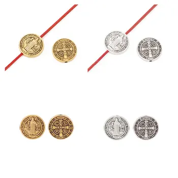 

20 x Antique Gold/Silver Color Saint Benedict Medal Crucifix Cross Spacer Beads for Necklace Bracelet Jewelry Making