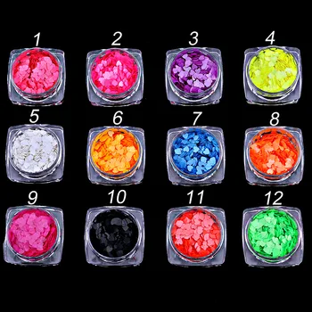 

12 Grids/Set Colorful Glitter Peach Heart-shaped Sequins Nail Art Slice Paillette Manicure DIY Set CC110